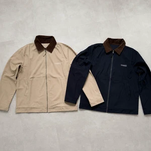 Hot Sale Custom Logo Twill Worker Jacket Fit Corduroy Collar Zip Up Front Durable Cotton Workwear Heavy Cotton Jacket For Men
