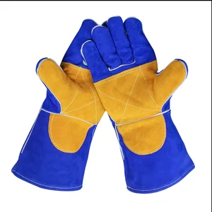 YG Professional Cow Split Leather Welding Gloves Long Cowhide Genuine Leather Safety Gloves Work Protection Industrial Welding