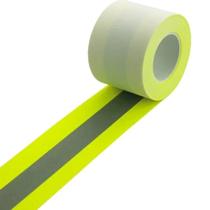 High Visibility Fluorescent Yellow Reflective Flame Fire Retardant FR Cotton Fabric Tape Sew