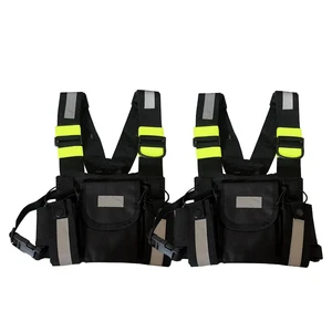 Walkie Talkies Front Pack Pouch Case Radio Shoulder Holster Two Way Radio Reflective Chest Harness Holder Bag Vest Rig ANSI