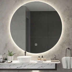Modern Round Backlit Smart LED Bathroom Mirror For Home Hotel Hair Salon Made Of Glass