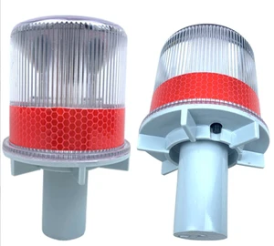 LED Solar Powered Road Warning Light Push Button Switch Traffic Barricade Light