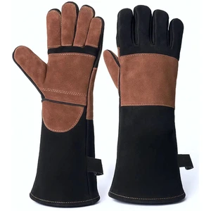 High Grade Leather Heat-resistant Puncture-Resistant Cut-Resistant Full Finger 16-inch Welding Gloves Durable Double Stitching