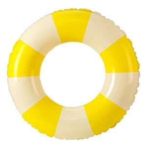 Retro Thickened PVC Striped Inflatable Swimming Ring for Children & Adults Unisex Life Jacket Underwater Aid