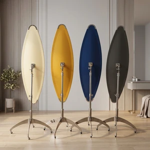 Multi-Color Modular Chrome Tubular Frame Wavy Mirror Disassembled Space-Saving Irregular Surfboard Floor Mirror Flat Pack