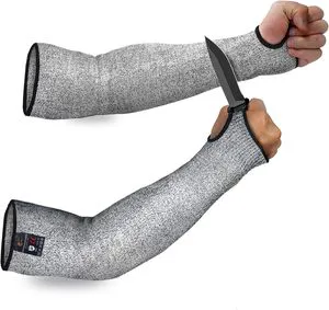 Grey Black Cut Resistant Sleeves with Thumb Hole Level 5 Protection Slash Resistant Safety Protective Arm Sleeves
