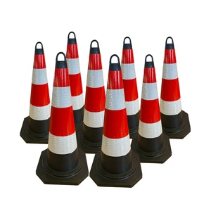 Wholesale 45cm 75cm Road Work Traffic Cones with Rubber Base PE Traffic Safety Cone for Work Zone Traffic Warning Products