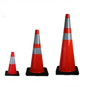 Wholesale 28 Inch Collapsible Plastic Road Safety Barrier With Sleeve Led Orange Rubber PE PVC Traffic Cones
