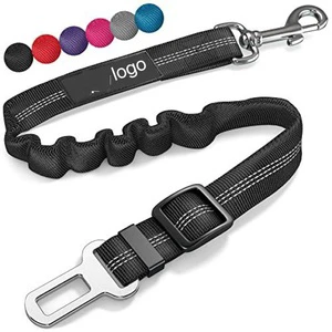 Custom Logo Personalized Eco-Friendly 3-in-1 Multi-Functional Elastic Nylon Reflective Dog Seat Belt For Cars Heavy Duty Solid