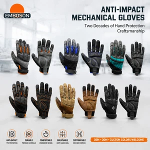 Durable Synthetic Leather Anti-Vibration Safety Gloves, Impact Resistant PU Patch Touch Screen Work Gloves