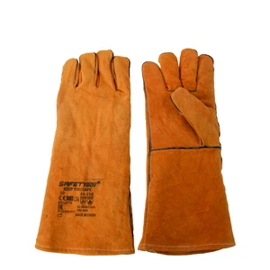 SAFETYBOY YL1124 Welding Leather Gloves Cotton Lining Textured Anti-puncture Wear-resistant Heavy Duty Metal Safety Work Gloves