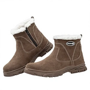 Men's Labor Protection Shoes High-Top Winter Fleece-Lined Suede Upper Thickened Steel-Toe Puncture-Resistant Construction Site