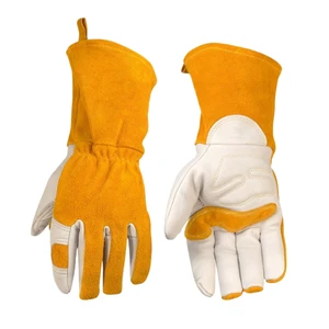 Hot-Selling Leather Mig Welding Gloves Argon Arc Welding Heat Insulation Anti-Scald Anti-static 9 oz Cuffless Long Gloves
