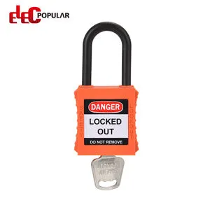 ELECPOPULAR 38mm Nylon PA Shackle Safety Padlock Long Shackle ISO/CE Certified Lockout Tagout High Security Key Cylinder