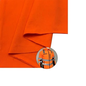 EN20471 Standard 80% Polyester 20% Cotton Orange Twill Hi Vis Fabric 195GSM Fluorescent Reflective Vest Fabric for Workwear