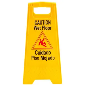 ABS Plastic Standing Wet Floor Caution Sign with UV Printing 24 in Fold-Out Frame Triangular Safety Warning Board Traffic Safety