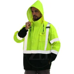 Hi Vis Reflective Anti-Static Flame-Retardant Winter Workwear Jacket Breathable Cotton Fleece Safety Clothing ANSI Class 1 LED