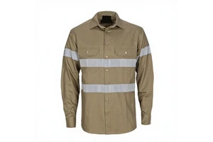 Cotton Construction Sun Protective Long Sleeve High Vis Workwear Shirts Custom Logo Reflective Safety Men Waterproof Plus Size