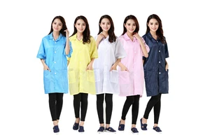 Unisex Anti-Static Short Sleeve Coat White Blue Striped Dust-Free Workwear Protective Safety Clothing for Workshops