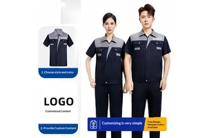 Short-sleeved Work Uniform Set - Men's and Women's Tops - Auto Repair Safety Clothing with Good Breathability