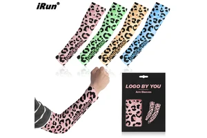 IRun Customized Sports Casual Protective Arm Sleeves Colorful Leopard Print Breathable Elastic Arm Cover Sleeve