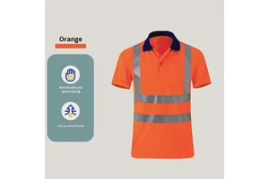 Customizable Silver-Green Quick-Dry Workwear Polo Shirt High-Vis Reflective Stripe For Construction Site Mining Polyester