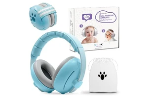 0-48 Months Convertible 2-in-1 Design PU Material Noise Reduction 27DB Foldable Reusable Baby Earmuffs