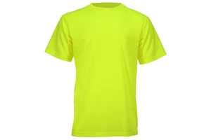ZUJA Wholesale Bird Eye Breathable Safety Shirt Fluorescent Yellow Orange Dry Fit Solid Color Short Sleeve T Shirt