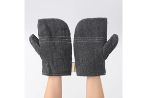 CASTONG New Developed Double Layers Dark Gery Polyester Twill Mitten Industrial Welding Gloves for Construction