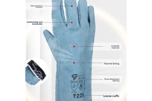 Jun Yu 7225 Two-Layer Thick Electric Welding Gloves (35CM)-Variegated Polyester Cotton