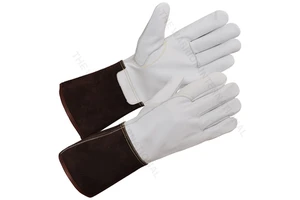 Industrial Cowhide Goat Leather Welding Gloves with Full Coverage Fleece Lining and Reinforced Palm Protection
