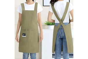 New Style Cross-back Strap Simple Waterproof Apron, Unisex, Oil-resistant Work Apron For Kitchen Use