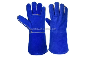 Cow Split Leather Welding Gloves with Kevlar Stitch Anti-Heat Protection Full Cotton Liner-12" 14" 16" Lengths