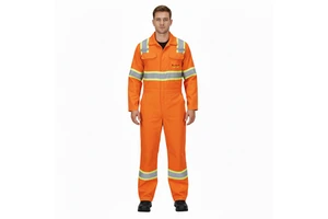 OEM/ODM Custom Hi-Vis Reflective Safety Vest Fire Retardant Polyester ANSI Class 1 LED Flash Reflective Tapes Men's Coverall