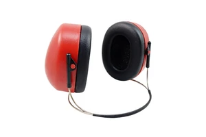 Foldable Headband Earmuff Red Black Plastic Lightweight Reusable Hearing Protection Equipment
