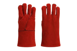 Red Heat Resistant Welding Gloves Long Cuff Cow Split Leather 11 oz Safety Work High Temperature Foundry Oven Fireproof Gloves