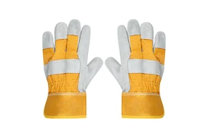 Durable Leather Gloves Protection Safe Split Cowhide Leather Glove Yellow Welding Gloves For Industrial Work