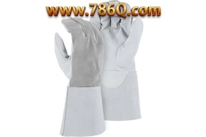 Goatskin Leather Gloves Working Gloves in White Color With Cowhide Back Long Cuffs Hand Protection Welding Gloves