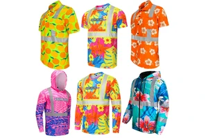 Custom Hawaiian High Visibility Work Shirt Reflective Safety Shirt Construction Polo Shirt Hi Vis Windbreaker Jacket Workwears
