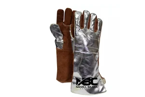 Welding Safety Gloves High Temperature Welder Gloves Heat Resistant Aluminized Gloves.