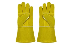 Cow Leather Extra-long Cuff Gloves Safety Work Welding Gloves for Welder, BBQ, Furnace, Camping, Stove, Fireplace