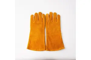 Heavy Duty Cowhide Split Leather CE EN388 Abrasion Resistant Heat Insulated Anti-Slip Gloves For Industrial Welding