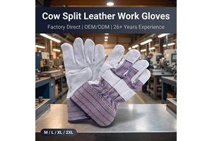 Full Cowhide Split Leather Abrasion Resistant Custom Logo Heavy Duty Safety Gloves For Industrial Welding Gloves