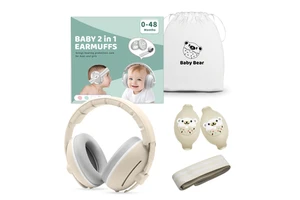 EF2G23-5 Baby Hearing Protection Ear Muffs Safety Tested Noise Reduction Ear Defenders Extendable Cotton Band