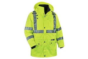 Hot Selling 100% Polyester ANSI Class 3 Waterproof Reflective Safety Vest Winter Workwear LED Flash Customizable Logo Hi Vis