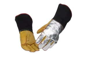 Reinforced Goat Skin Leather Aluminized Tig Welding Gloves Heavy Duty Abrasion Resistant Firefighting Oven Safety Safety