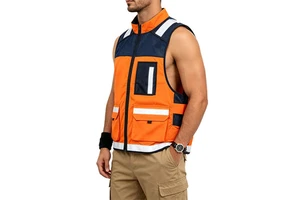 Outdoor High Visibility ANSI Class 2 Orange 100% Polyester Safety Vest Clothes