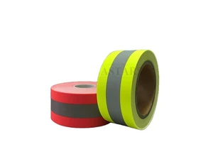 FR Treated Cotton Yellow-silver-yellow 2" 3" Width Flame Retardant Reflective Fabric Supplier