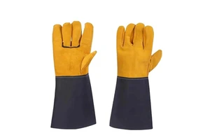 Welder Welding Gloves Thick Cowhide Split Kitchen Stove Heat Resistant Piercing Barbecue Gloves Yellow Black