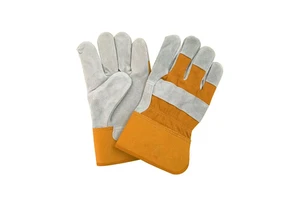 Split Gray Leather Working Gloves Blue Strips Double Palm Work Welding Industrial Gloves